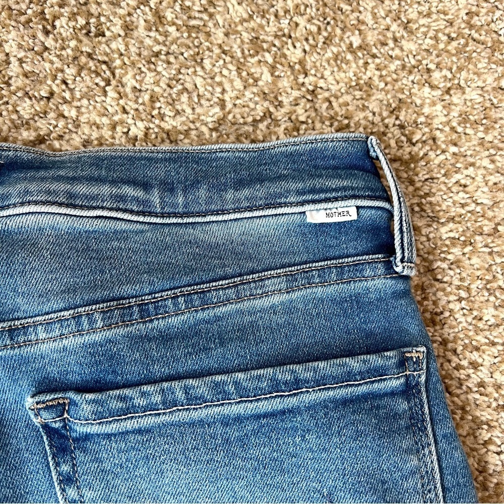 NWT MOTHER Lil’ Zip Rambler Petites Flood High Rise Cropped Straight Jeans 32P - Picture 13 of 16